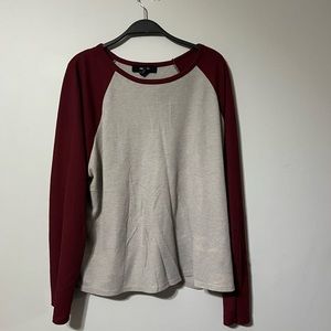 Grey maroon long sleeve shirt